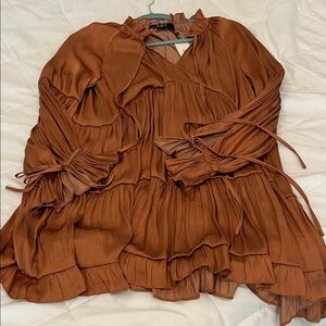 NWT  O.P.T. Tianna Ruffle Dress cinnamon color size small